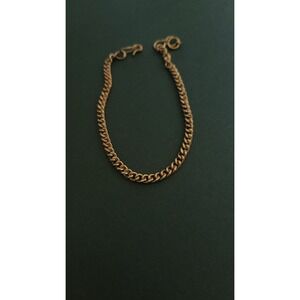 Vintage Solid Copper Curb Link Bracelet 8" 6.2g 3.7mm Chain Hook Clasp